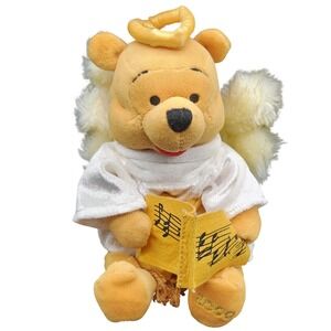 Disney Angel Winnie The Pooh Bear Plush 2000 Angel Wings Halo Singing Book Toy